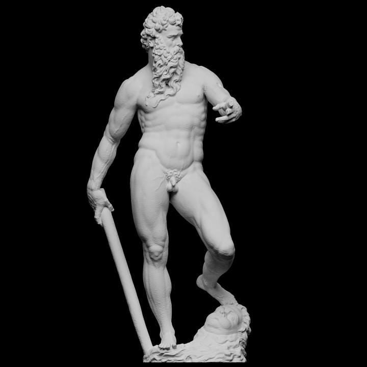 Neptune and Triton by Bernini | God of the Sea | Baroque Masterpiece | 12k Resin or Marble composite PLA