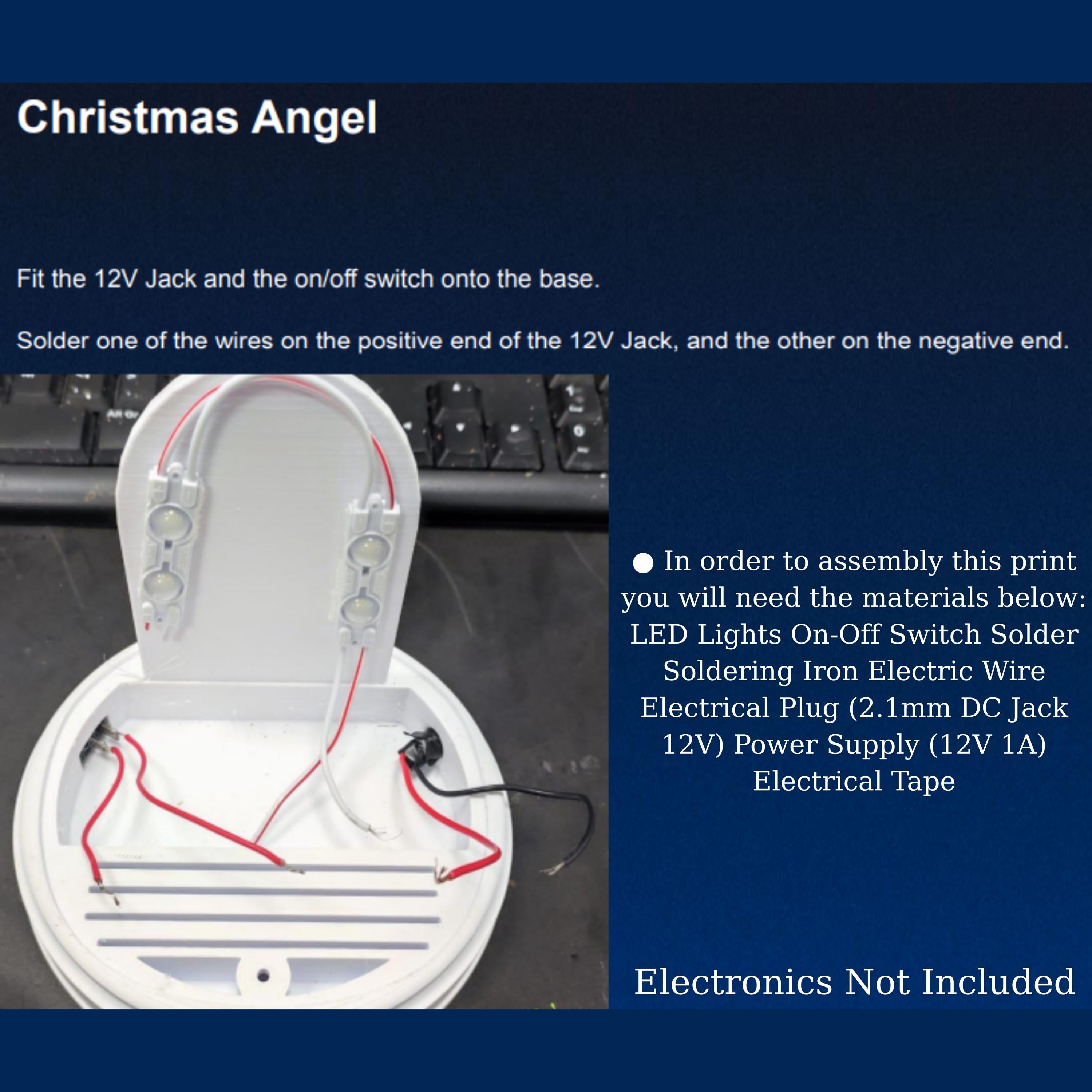 3D Printed Christmas Angel Lamp: Nativity Scene Light (Electronics Not Included)