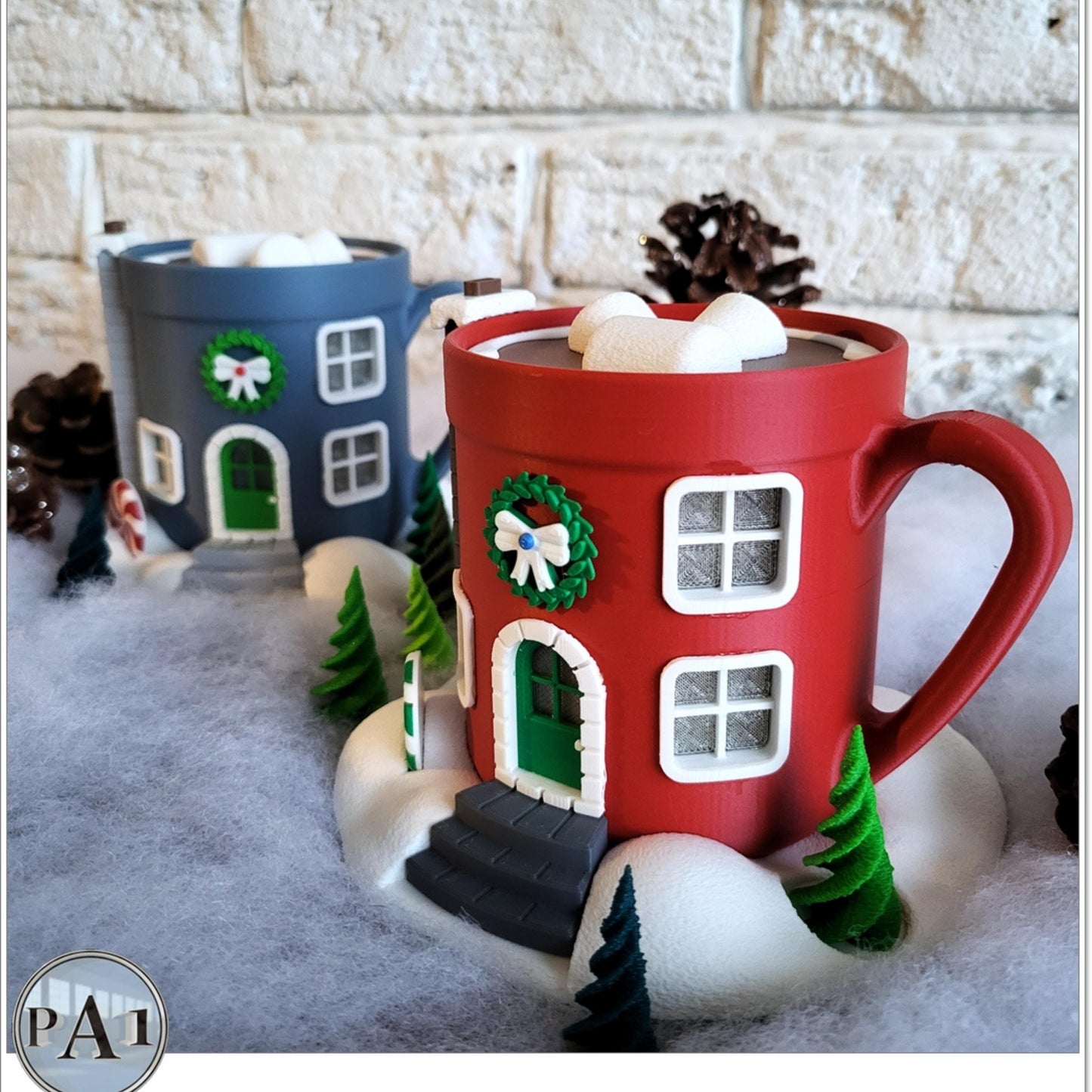Fairy House Hot Chocolate Mug | Christmas Cocoa Cup 3D Print | Holiday Decor