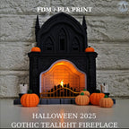 3D Printed Gothic Halloween Tealight Fireplace: Spooky Home Decor (DIY Kit)