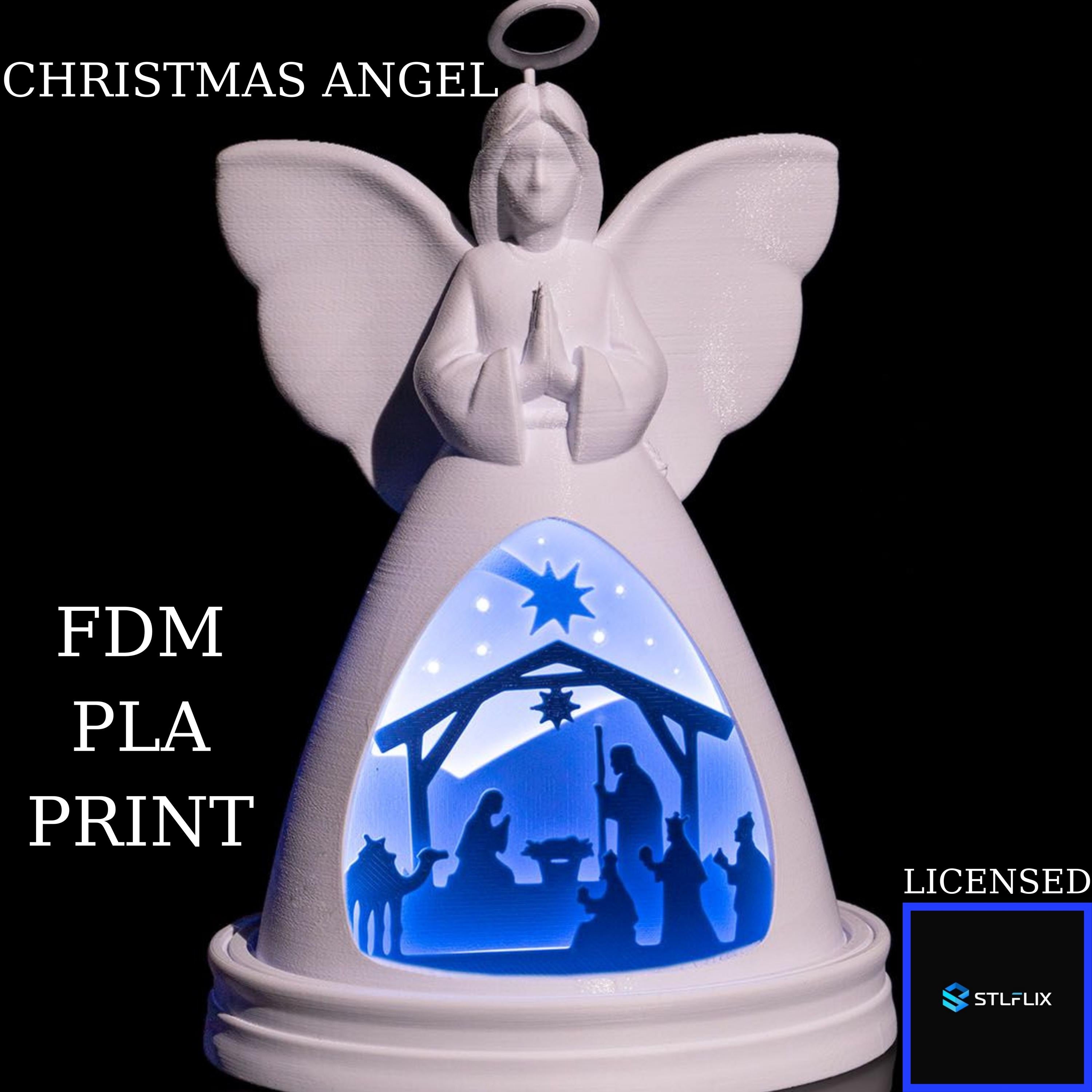 3D Printed Christmas Angel Lamp: Nativity Scene Light (Electronics Not Included)
