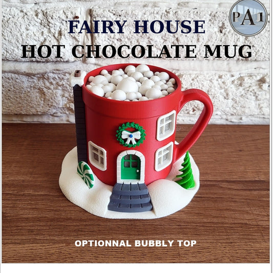 Fairy House Hot Chocolate Mug | Christmas Cocoa Cup 3D Print | Holiday Decor