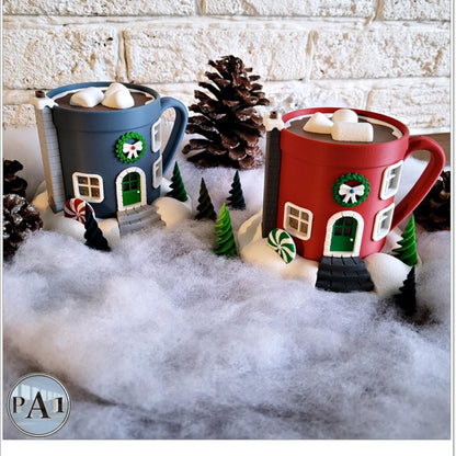 Fairy House Hot Chocolate Mug | Christmas Cocoa Cup 3D Print | Holiday Decor