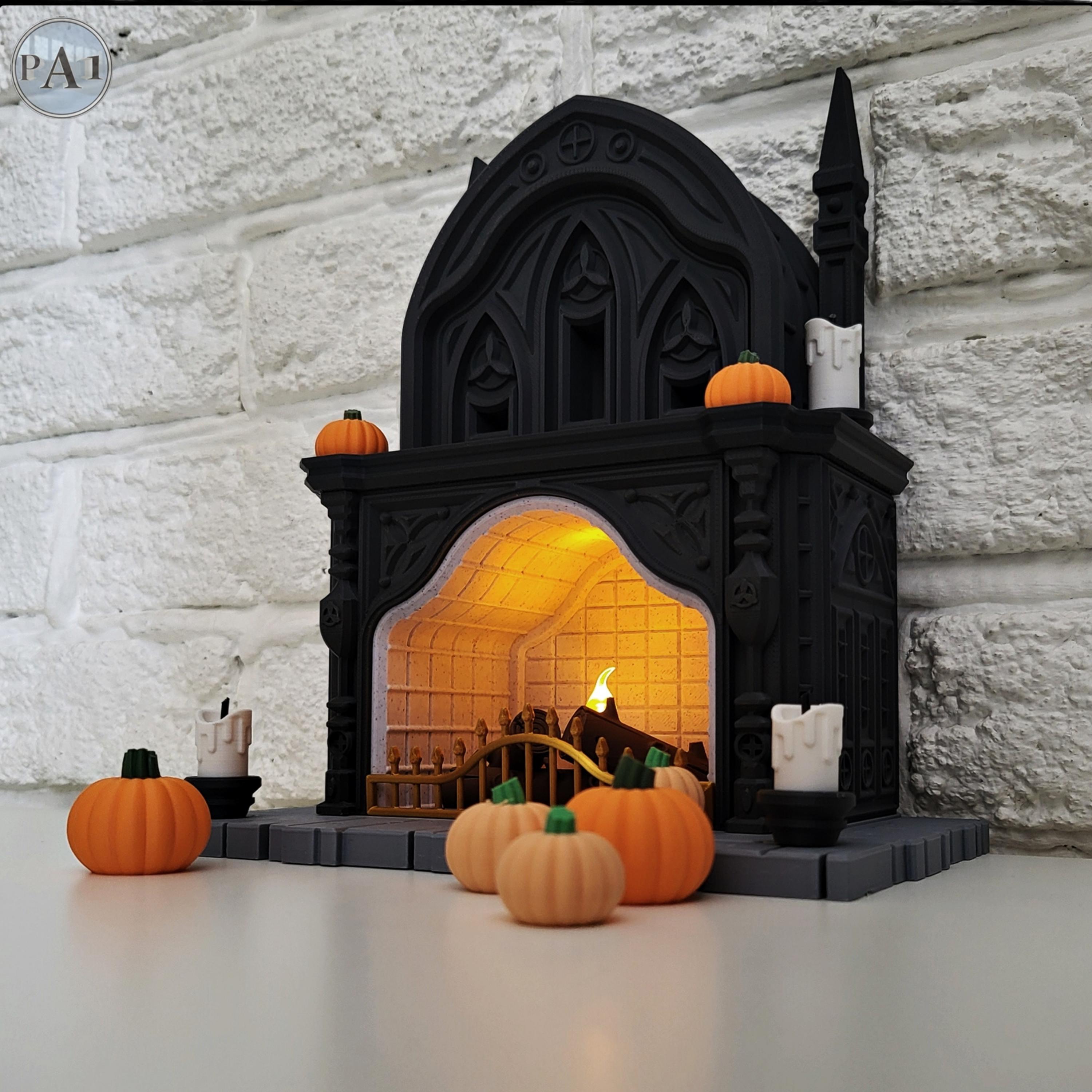 3D Printed Gothic Halloween Tealight Fireplace: Spooky Home Decor (DIY Kit)