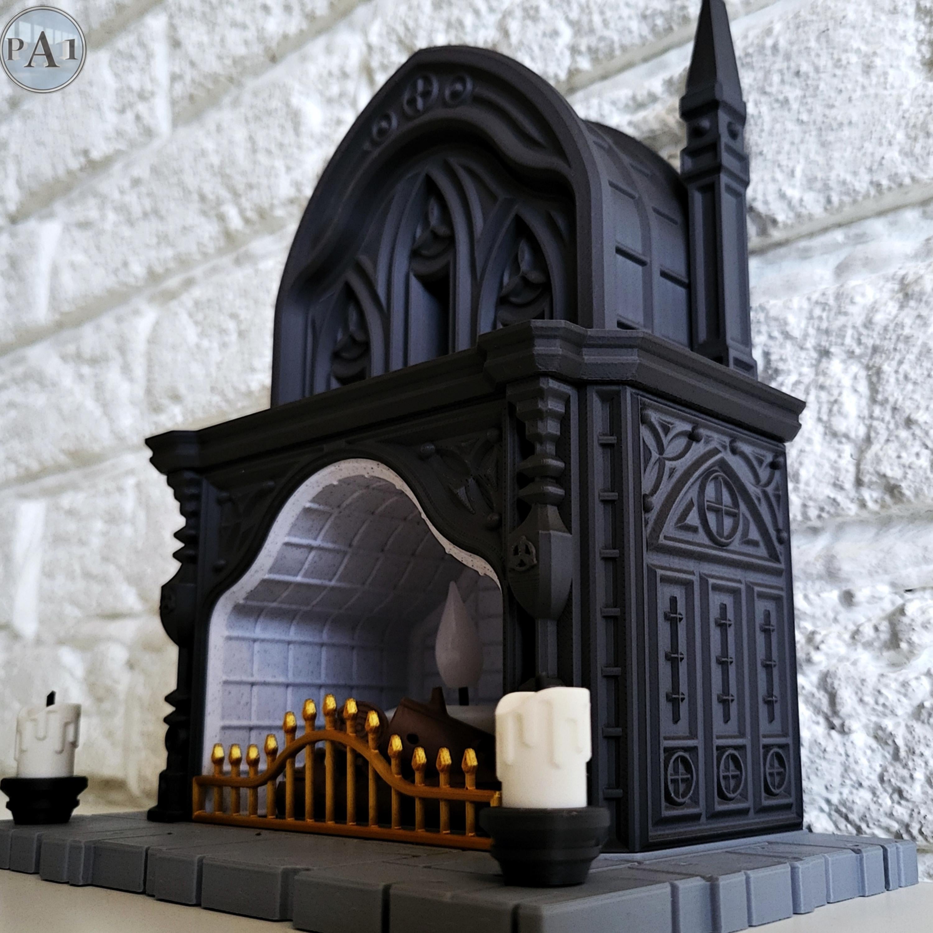 3D Printed Gothic Halloween Tealight Fireplace: Spooky Home Decor (DIY Kit)