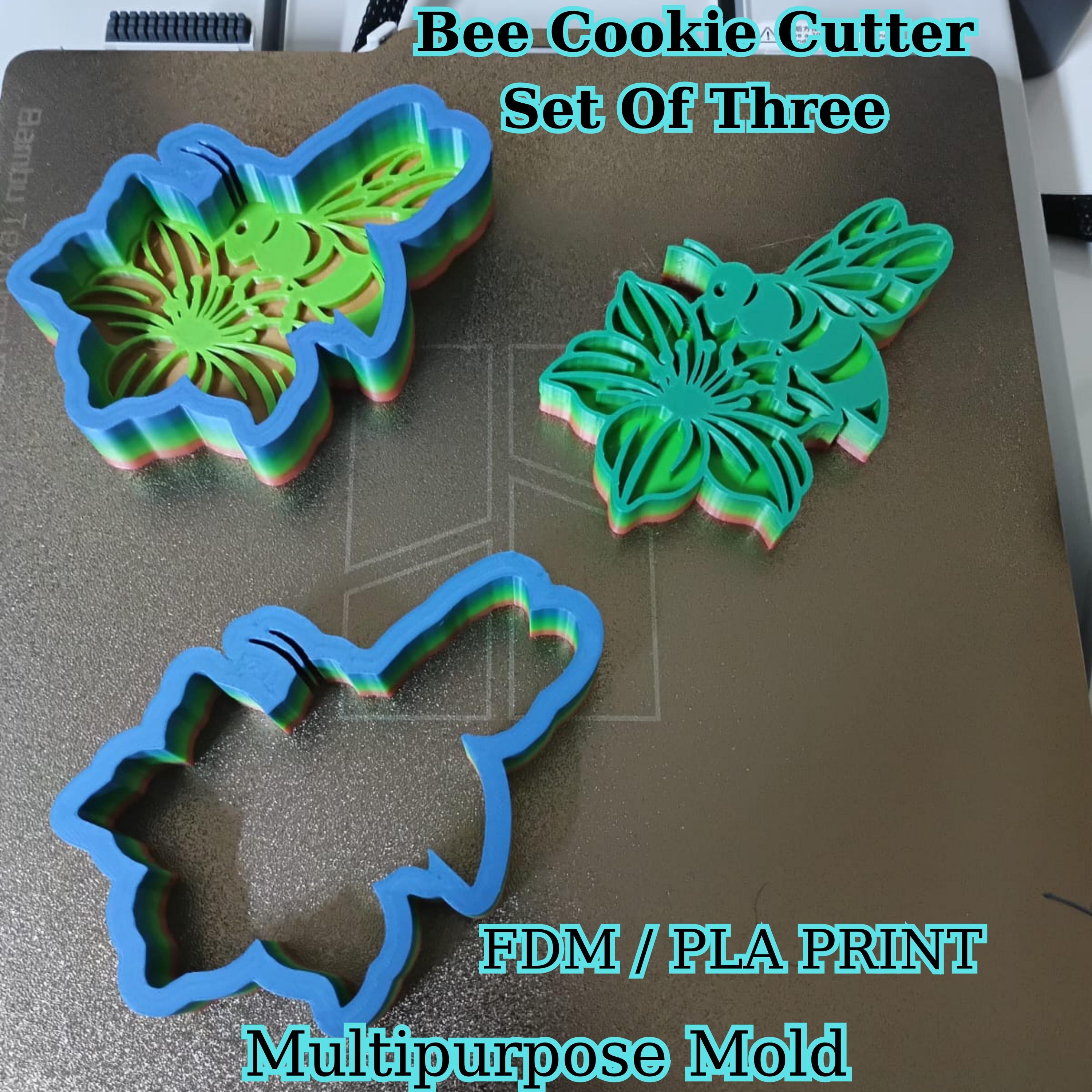Bee Cookie Cutter Set: 3D Printed Honeycomb Baking Molds