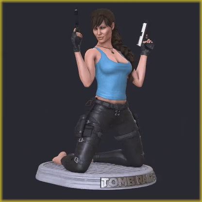 Lara Croft Hand Painted Phone Holder Figure | Collectible Art Statue | Handmade